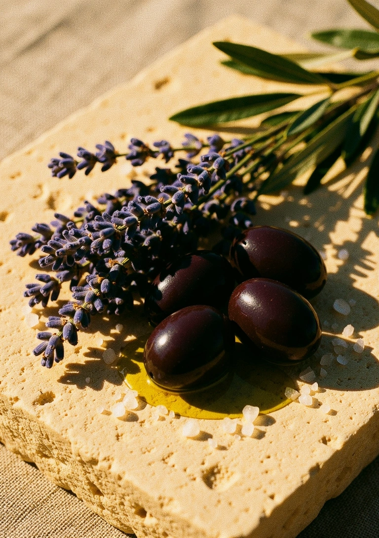 Κυπριακές ελιές και λεβάντα σε ασβεστόλιθο